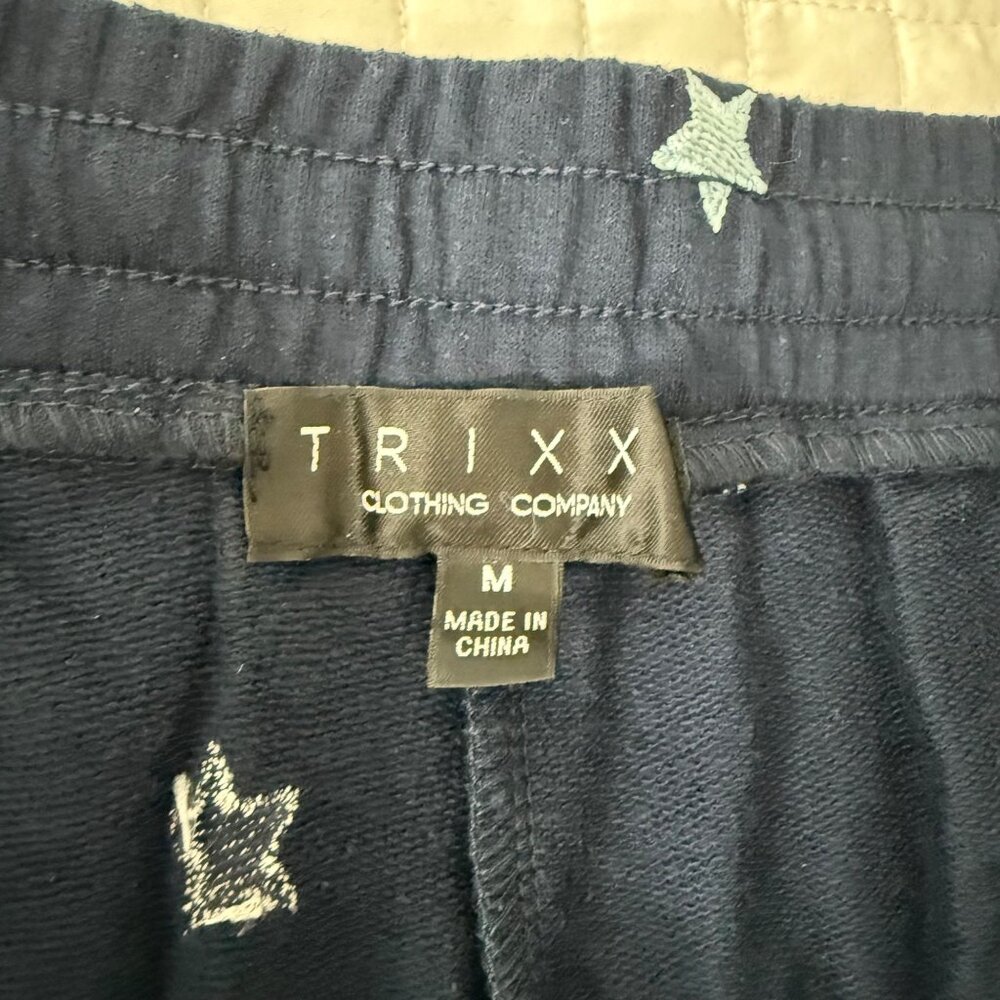Trixxi Navy Star Print Cropped Sweatshirt & Drawstring Shorts Set M - Picture 3 of 11